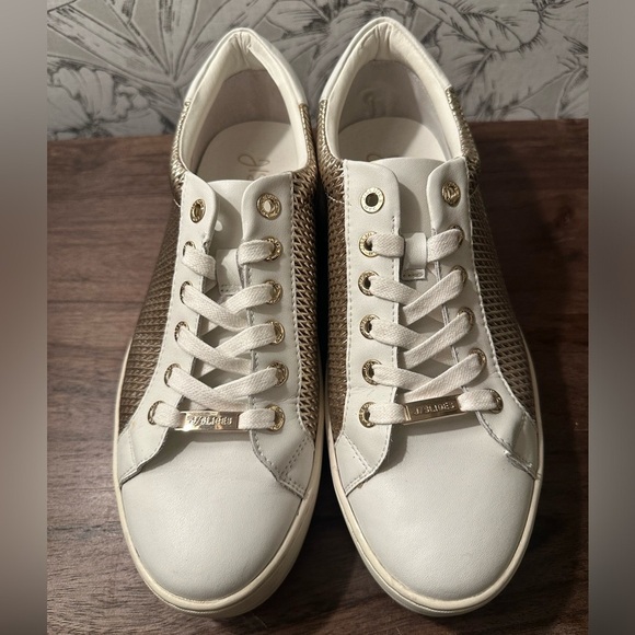 J/SLIDES Hilton White and Gold Platform Sneakers - Women’s Size 8 - Picture 10 of 14